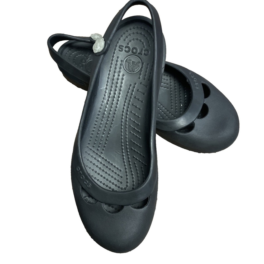 Crocs Jayna Slip On Slingback Black Ballet Flat Casual Shoes Women's Size 9